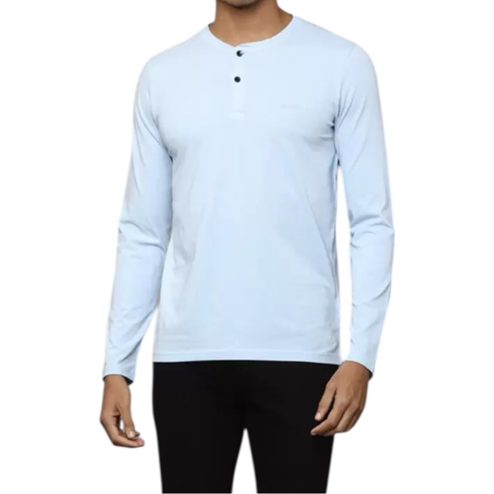 Allen Solly Men's Light Blue Long Sleeve Henley Shirt ‎ Sz XXL